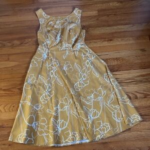 Eva Mendes Goldenrod Floral Midi Open Back Dress